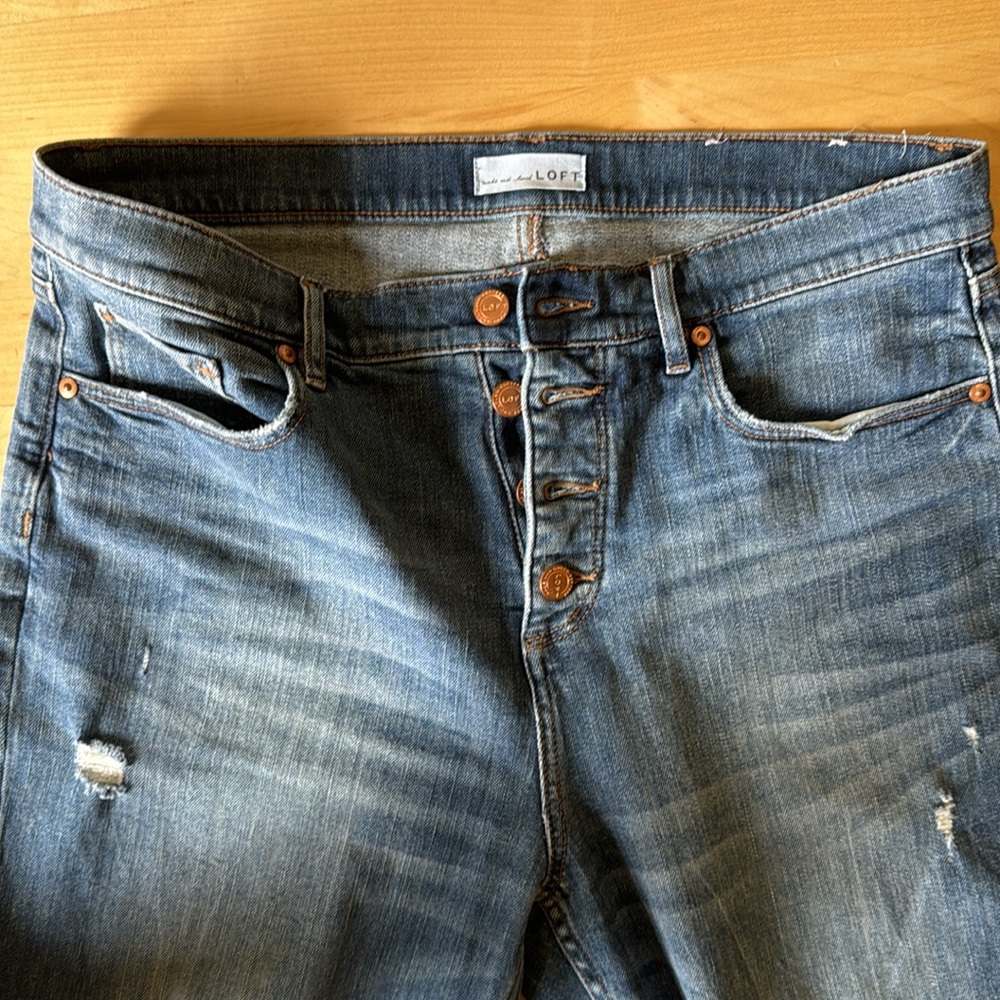 Loft Button Fly Slim Pocket High Waisted Flare Crop - 12/31